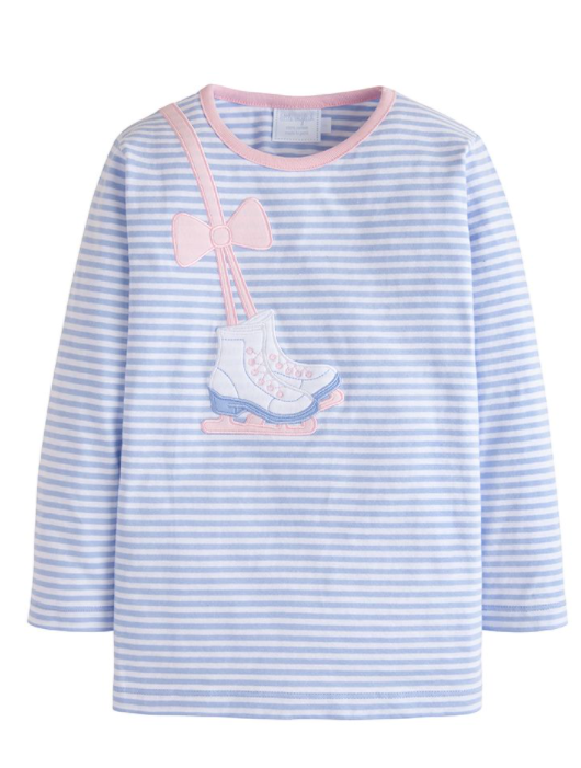 Ice Skate Applique Long Sleeve T-Shirt