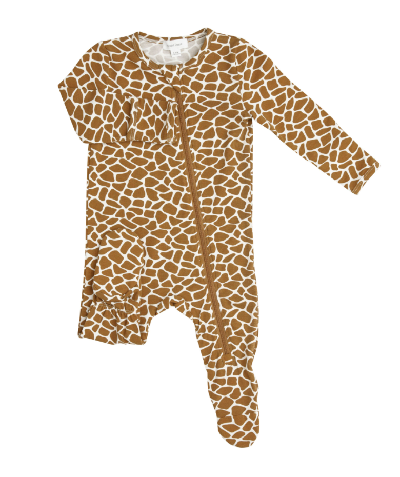 Giraffe Print Zipper Footie