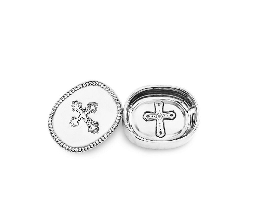 6826 Peek-A-Boo Cross Oval Keepsake Box