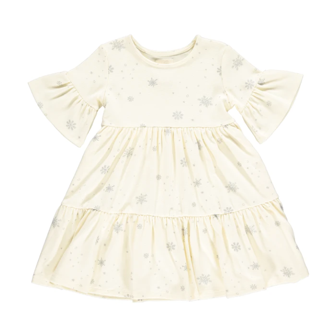 Emily Dress | Cream Snowflake