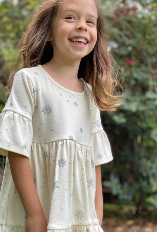 Emily Dress | Cream Snowflake