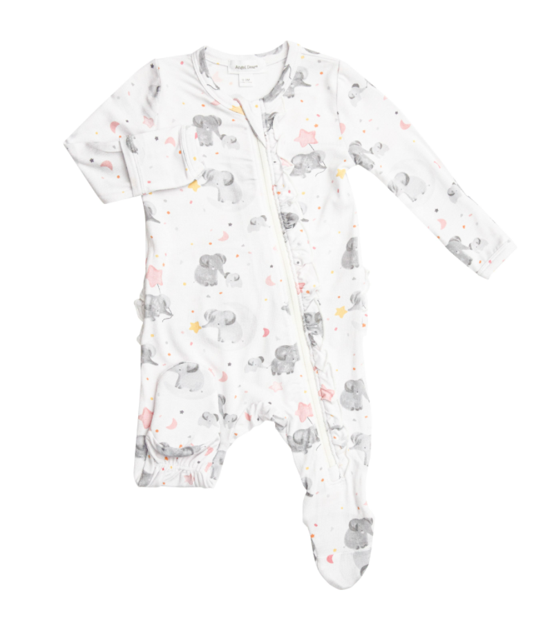 Elephant Ruffle Zipper Footie