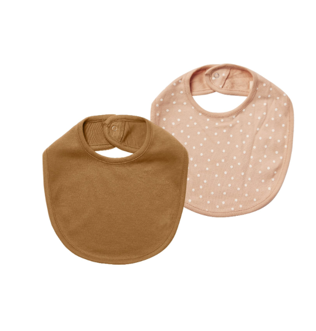 Jersey Snap Bib Set | Petal Dots and Walnut