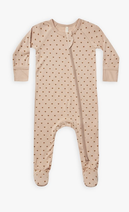 Bamboo Zip Footie | Hearts