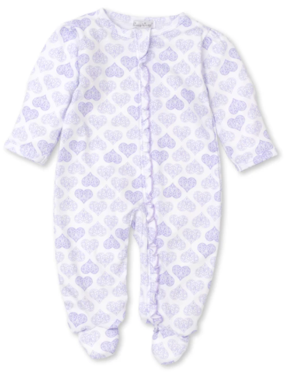 Heart to Heart Zipper Footie | Lilac