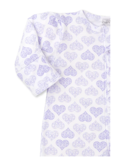 Heart to Heart Zipper Footie | Lilac