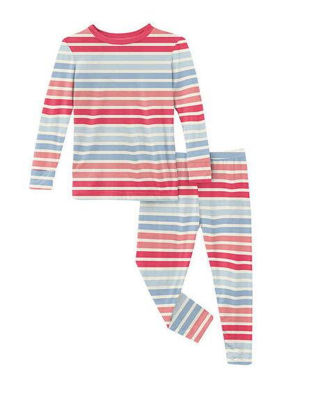 Print Long Sleeve Pajama Set | Cotton Candy Stripe
