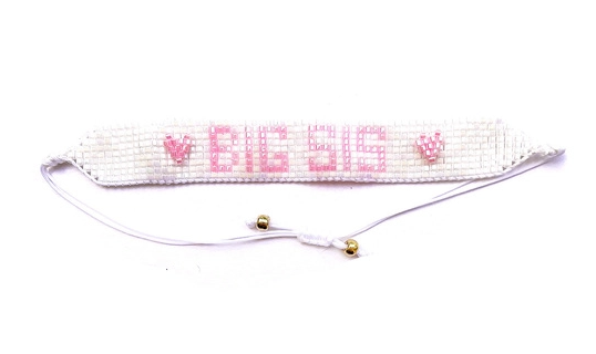 Big Sis Pink & White Beaded Bracelet