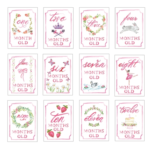 Month by Month Baby Cards | Pink