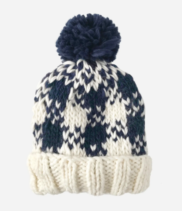 Navy & Cream Buffalo Check Hat