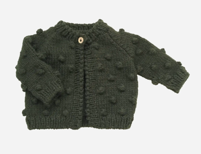 Rifle Green Popcorn Cardigan