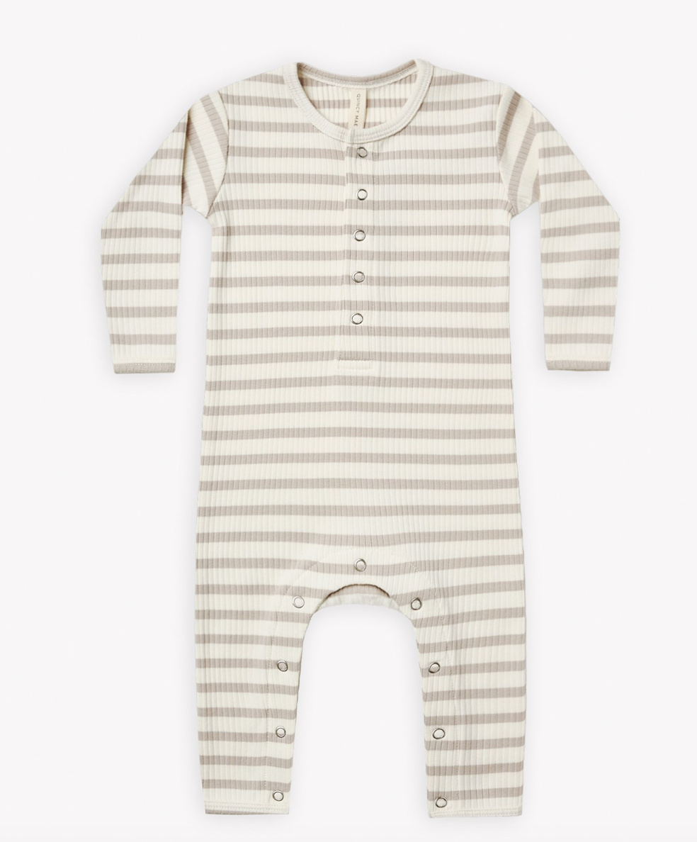 Ribbed Baby Jumpsuit | Ash Stripe