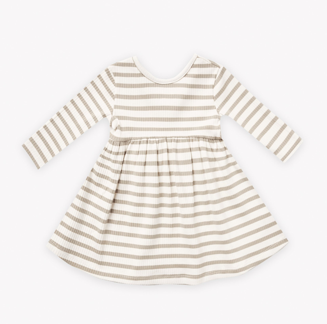 Ribbed Longsleeve Dress | Ash Stripe