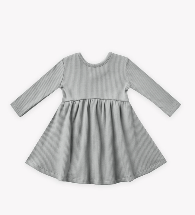Ribbed Longsleeve Dress | Dusty Blue