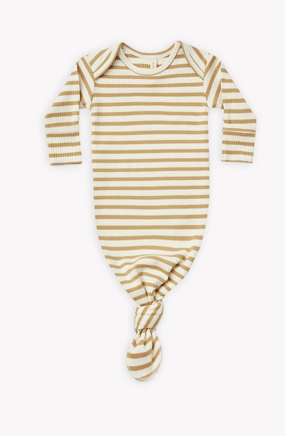 Ribbed Knotted Baby Gown | Honey Stripe