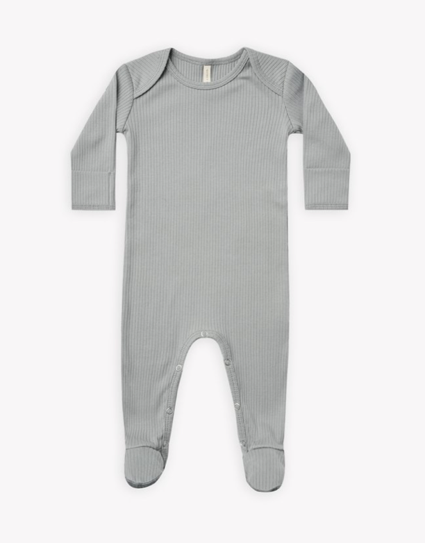 Ribbed Footie | Dusty Blue