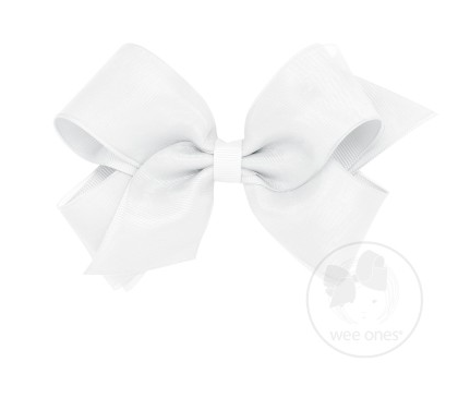 Medium Organza Overlay Bow | White