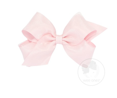 Medium Organza Overlay Bow | Light Pink