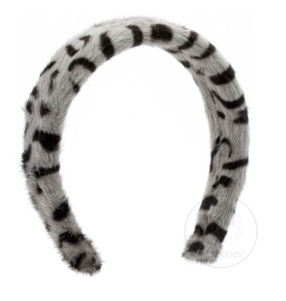 Faux Cheetah Print Fur Headband | Grey