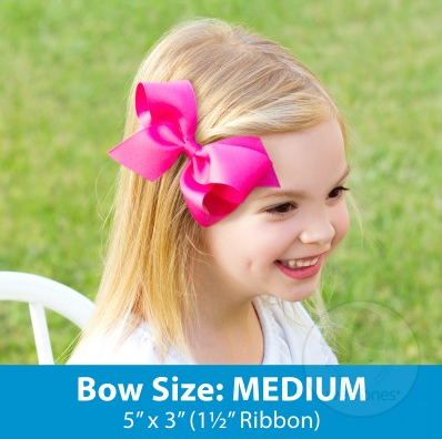 Medium Holiday Style Pom-Pom Edge Grosgrain Overlay Girls Hair Bow | White Bow with Red Poms