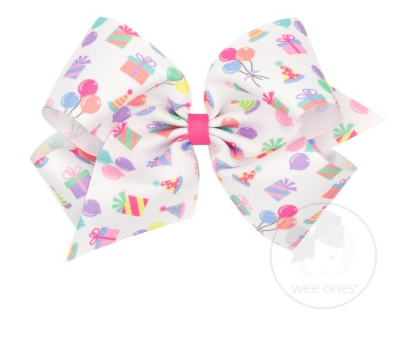 King Party Print Grosgrain Bow