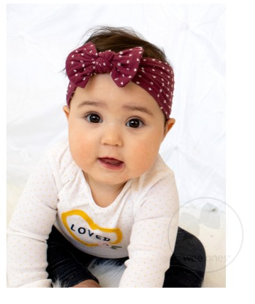 Soft Shabby Dot Nylon Band With Matching Bowtie | Peony