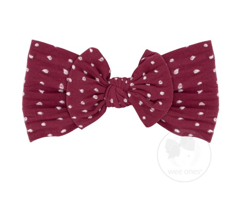 Soft Shabby Dot Nylon Band With Matching Bowtie | Wine
