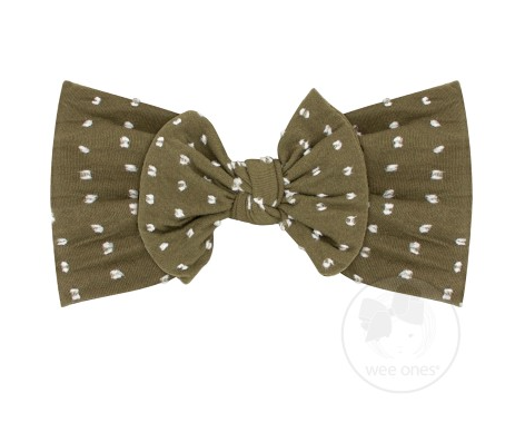 Soft Shabby Dot Nylon Band With Matching Bowtie | Sage
