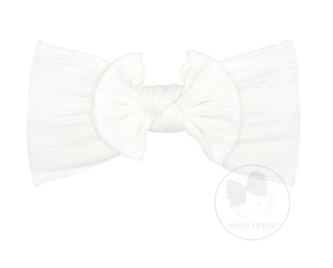 Soft Cable Knit Nylon Band With Matching Bowtie | White
