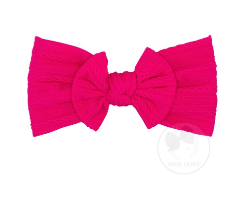 Soft Cable Knit Nylon Band With Matching Bowtie | Shocking Pink