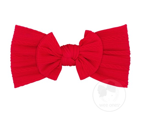 Soft Cable Knit Nylon Band With Matching Bowtie | Red