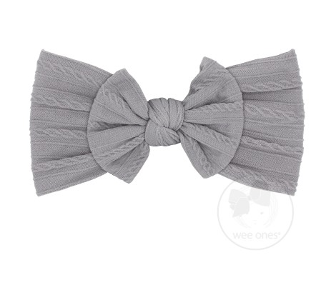 Soft Cable Knit Nylon Band With Matching Bowtie | Pewter