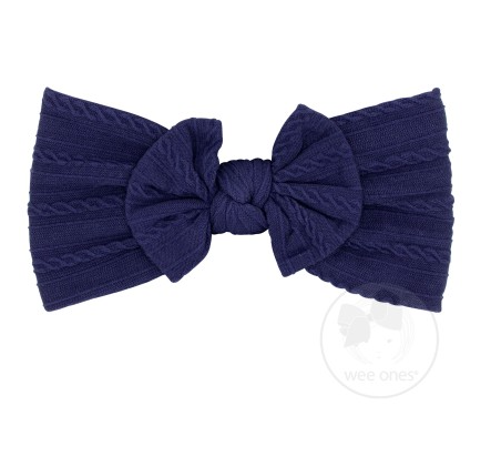 Soft Cable Knit Nylon Band With Matching Bowtie | Light Navy