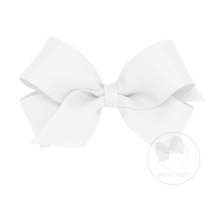 Mini Grosgrain Hair Bow | White