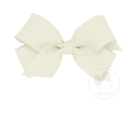 Mini Grosgrain Hair Bow | Antique White