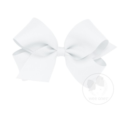 Medium Classic Grosgrain Hair Bow | White