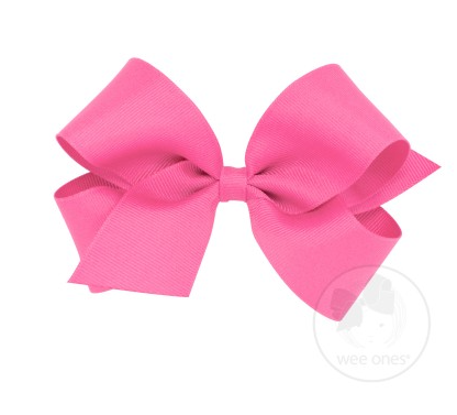 Medium Classic Grosgrain Hair Bow | Hot Pink