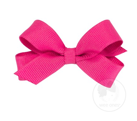 Tiny Classic Grosgrain Hair Bow | Shocking Pink