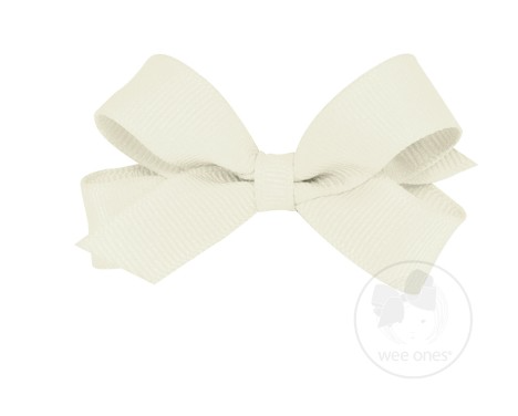 Tiny Classic Grosgrain Hair Bow | Antique White
