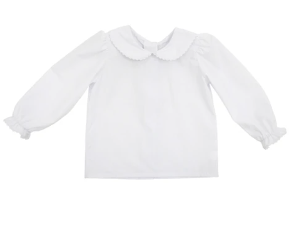 Maude's Peter Pan Long Sleeve | Woven Worth Avenue White With Ric Rac