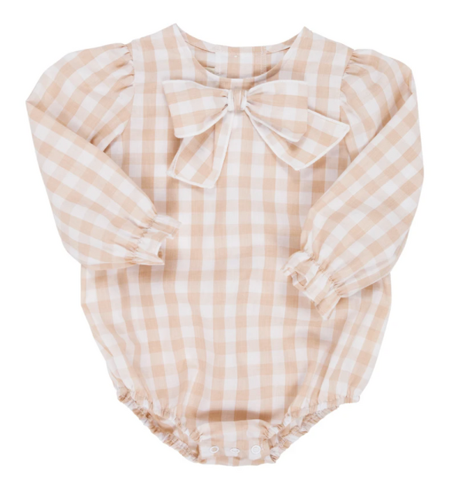 Beatrice Bow Blouse | Keeneland Khaki Check
