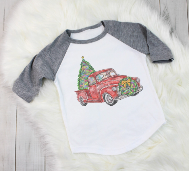 Tie Dye Christmas Tree Baseball Tee