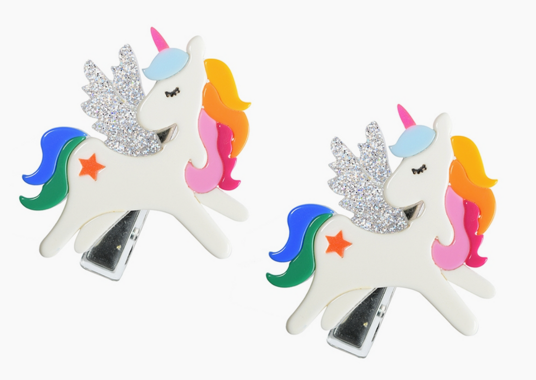 Rainbow Wing Unicorn Alligator Clip