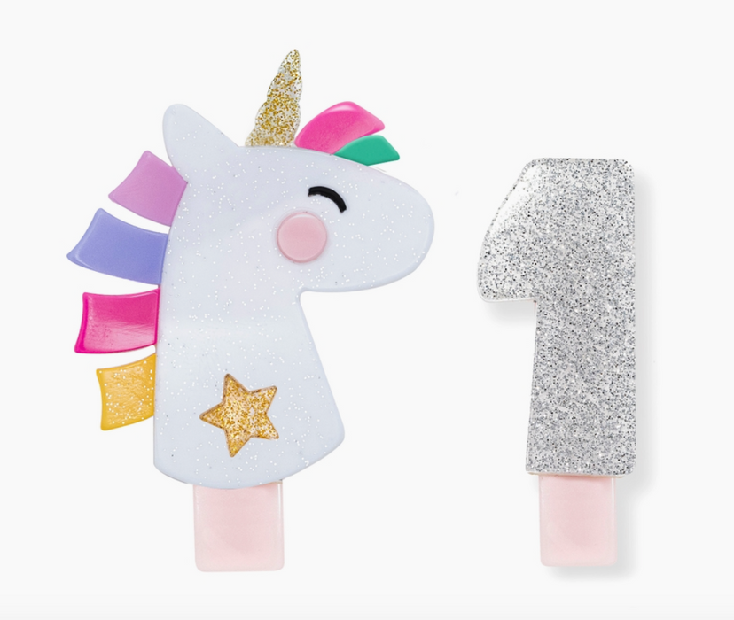 Unicorn Party Alligator Clip | Number 1