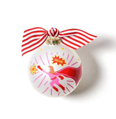 Superhero Girl Glass Ornament
