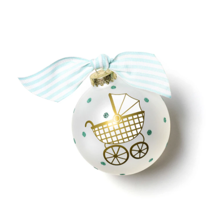 Welcome Little Boy Carriage Glass Ornament