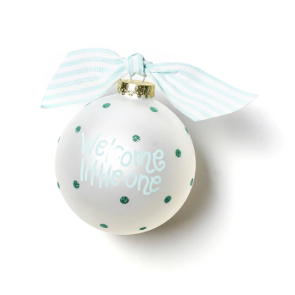 Welcome Little Boy Carriage Glass Ornament