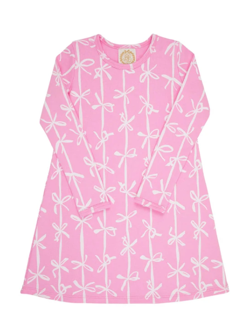 Long Sleeve Polly Play Dress | Pink Braselton Bows