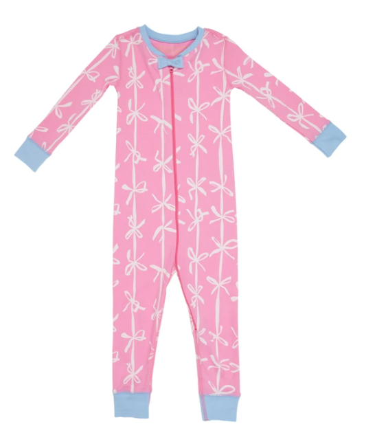 Noelle's Night Night Footed | Pink Braselton Bows