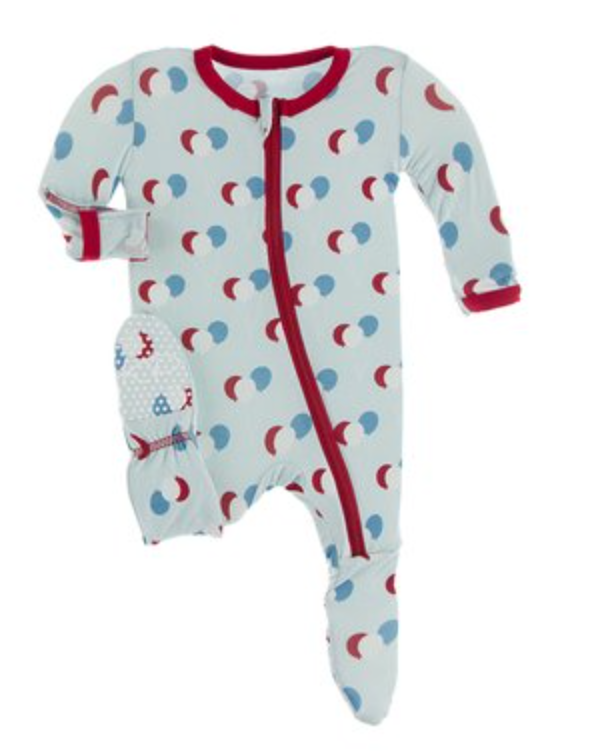 Print Footie with Zipper | Spring Sky Birthday